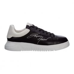 Emporio Armani Scarpe Sneakers Uomo In Pelle Black