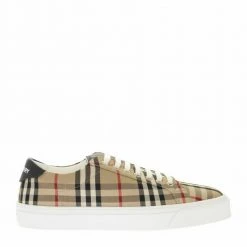 Burberry Vintage Check And Leather Sneakers Beige