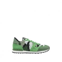 Valentino Garavani Jacquard Camo Rock Sneakers Green