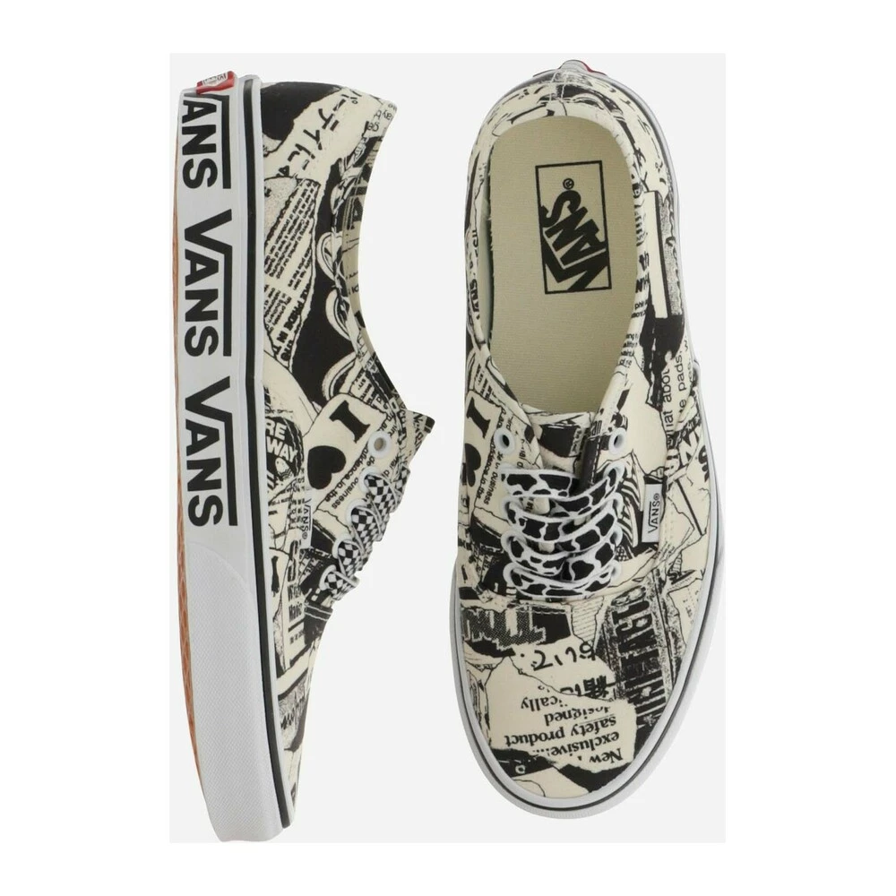 Vans Sneakers Made Of Fabric Lace-up Front Closure All-over Collage Print All-over Maxi Logo On The Sole Logo Detail On The Heel Ivory, Black Made In Cambodia Composition: 100% Fabric White 1 Vans Sneakers Made Of Fabric Lace-up Front Closure All-over Collage Print All-over Maxi Logo On The Sole Logo Detail On The Heel Ivory, Black Made In Cambodia Composition: 100% Fabric White