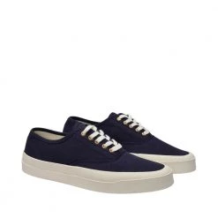 Maison Kitsuné Laced Sneaker In Blue Canvas Blue